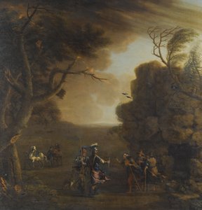 マクベスとバンコウ、3人の魔女に会う、1759 作： John Wootton