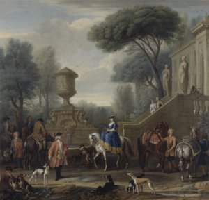 狩りの準備、c.1740-50（キャンバスに油彩） 作： John Wootton