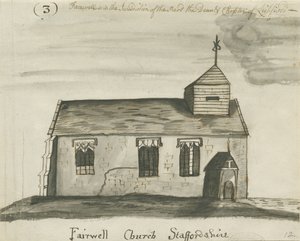 さらば教会：ペンとウォッシュのセピア色の描画、ND [c 1780] 作： John Wright