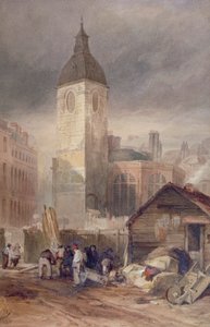 ロンドンのシティ、セント・ベネト・フィンク教会の取り壊し（1844年 作： John Wykeham Archer