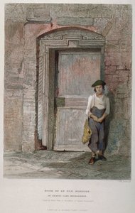 1851年、シティ・オブ・ロンドンのグラベル・レーンにある古い邸宅のドア 作： John Wykeham Archer