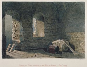 1851年、ロンドン・シティのオールド・ベイリーにあるロンドン・ウォールの塔の内観 作： John Wykeham Archer