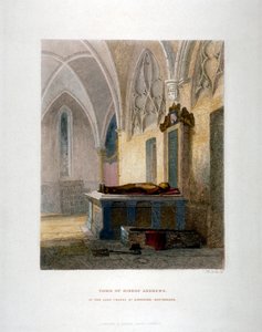 1851年、ロンドン、サザークの聖救世主教会のレディ・チャペルにあるランスロット・アンドリュースの墓 作： John Wykeham Archer