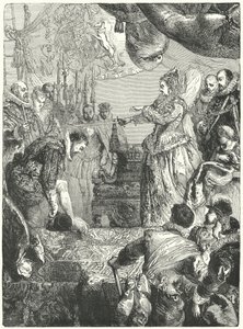 フランシスドレイク卿、エリザベス1世女王から彼の騎士を受け取る、1581 作： John after Gilbert