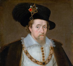 ジェームズ6世と1世、1566年～1625年、スコットランド王1567年～1625年、イングランド王とアイルランド王1603年～1625年 作： ジョン・ド・クリッツ