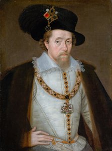 ジェームズ6世と1世、1566年～1625年、スコットランド王1567年～1625年、イングランド王とアイルランド王1603年～1625年 作： ジョン・ド・クリッツ