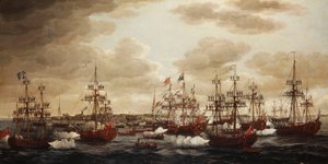 1761年、1762年のシャーロット王女のハーウィッチ上陸 作： John the Elder Cleveley
