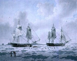 領主の船が極地地域の氷に埋め込まれた発見の遠征 作： John the Younger Cleveley
