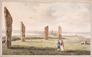 ポモナ島のステンハウス湖のほとりにある石の半円の眺め 作： John the Younger Cleveley