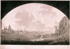 ブラックフライアーズブリッジから見たロンドンの街、1795年 作： John william Edy
