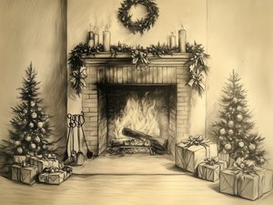 温もりあふれるクリスマスの暖炉 作： 