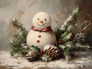 ほっこり冬の雪だるま 作： 