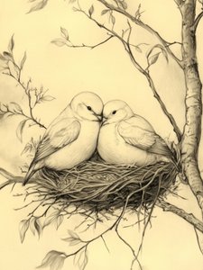 巣作りをするインコ 作： 