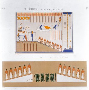 エジプト、テーベのバイバン・エル・モルクのフレスコ画のイラスト、1822年 作： Jomard