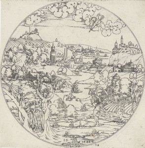 アポロとダフネ ボウルの底: 聖書と神話のシーンのある風景 (シリーズ タイトル) 作： Jonas Silber