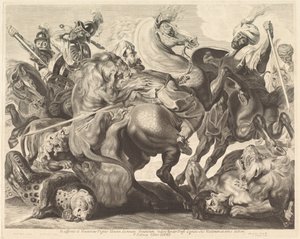 ライオン狩り 作： Jonas Suyderhoff after Sir Peter Paul Rubens