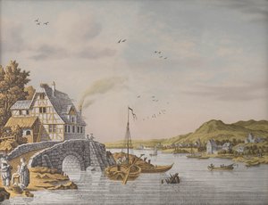 川沿いの家々