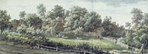 ハーブルダウン、カンタベリー近郊、1757年（紙のグラファイトの上にペンとグレーのインクを備えたトイレ） 作： Jonathan Skelton