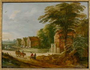 Kylän läpi kulkevat matkustajat (öljy paneelissa) 作： Joos de (studio of) Momper