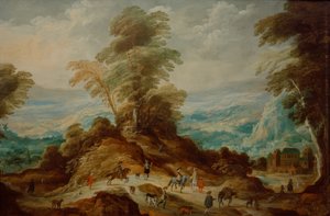 猟友会のある山の風景 作： Joos de Momper