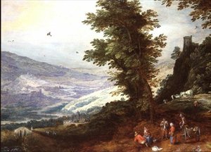農民のいる広大な風景 作： Joos or Josse de The Younger Momper