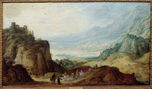 アルプスの風景。ジョゼ2世モンペール（1564 - 1635）の絵 Ec.Flam. 作： Joos or Josse de The Younger Momper
