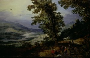 旅人と山道、1610-25年頃、油彩、揺りかごパネル