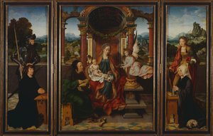 聖家族』 1530年頃 ヨース・ヴァン・クレーヴ（1485-1540）作 三枚組ベルギー