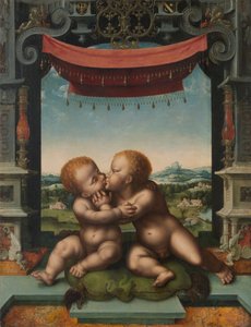 抱擁する幼児キリストと洗礼者聖ヨハネ、152025 作： Joos van Cleve