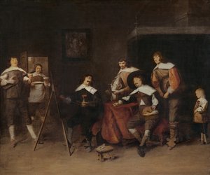 アントワープの若い貴族の肖像画を描いている芸術家 作： Joos van Craesbeeck