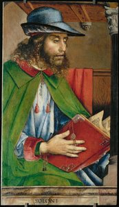 アテネの法律家ソロン 1475年頃、モンテフェルトルのフェデリーゴの工房のために描かれた28枚の肖像画シリーズ。