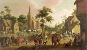 村の旅行者、乞食、馬のコーパー 作： Joost Cornelisz. Droochsloot
