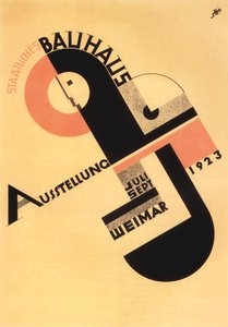 バウハウス展。ポストカード、1923年。 作： Joost Schmidt