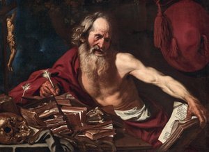独房にいる聖ヒエロニムス、1654 年。 作： Joost Van de Hamme