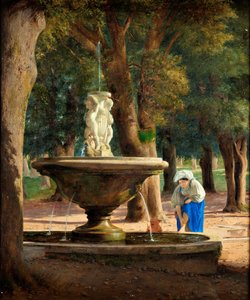 ローマのボルゲーゼ邸庭園の光景 1839年頃 油彩・カンヴァス 作： Jorgen Roed