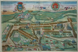 ゲオルク・ブラウン（1541-1622）とフランツ・ホーゲンブルク（1535-90）による「Civitates Orbis Terrarum」より、ロビセンシス、1572年頃（彩色済み彫刻）