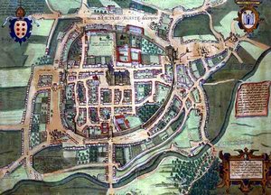 Georg Braun（1541-1622）とFrans Hogenberg（1535-90）による「Civitates Orbis Terrarum」からのブラク島の地図、1572年頃（彩色済み彫刻