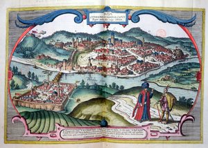 トルコ占領中のブダペスト、1657年にアムステルダム、ヤンヤンソンによって出版されたゲオルクブラウン（1541-1622）による「Le Theater du Monde」 作： Joris Hoefnagel