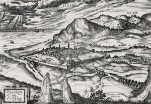 ペーザロの街、ヨリス・ホーフナゲル（1542-1601）の版画 作： Joris Hoefnagel