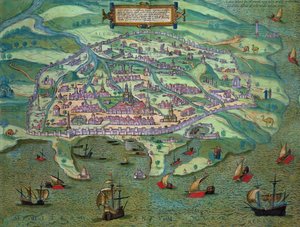 Braun（1541-1622）とFranz Hogenbergh（1535-90）による「世界」からのカイロの地図、1572年頃
