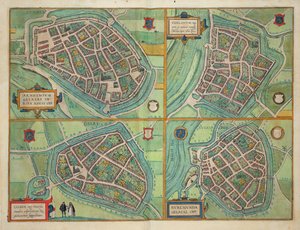 Georg Braun（1541-1622）とFrans Hogenberg（1535-90）c.1572-1617による「Civitates Orbis Terrarum」のアーネム、ヴェルモ、ジェレ、ルエルムの地図