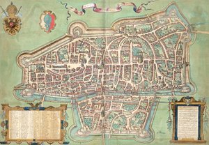 Braun（1541-1622）とFranz Hogenbergh（1535-90）による「世界」からのケンブリッジの地図、1572年頃