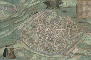 アビニョンの地図、Georg Braun（1541-1622）による &39;Civitates Orbis Terrarum&39;とFrans Hogenberg、1572年頃（カラー彫刻）
