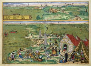ブラウン（1541-1622）とフランツ・ホーゲンバーグ（1535-90）による「世界」からのカディスの地図、1572年頃