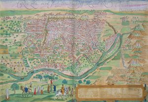 Braun（1541-1622）とFranz Hogenbergh（1535-90）による「世界」からのカイロの地図、1572年頃