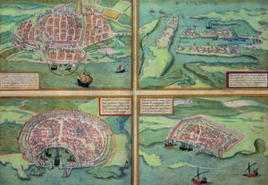 Braun（1541-1622）とFranz Hogenbergh（1535-90）、1572年作の「World」からのカレー、マルタ、ロードス、ファマグスタの地図