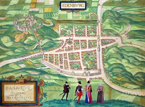 ブラウン（1541-1622）とフランツ・ホーゲンバーグ（1535-90）による「世界」からのエジンバラの地図c.1572-1617