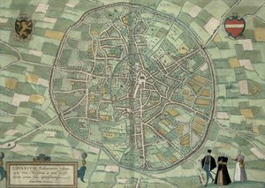 ブラウン（1541-1622）とフランツ・ホーゲンバーグ（1535-90）による「世界」からのルーヴァンの地図c.1572-1617