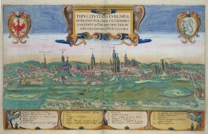 ブラウン（1541-1622）とフランツ・ホーゲンバーグ（1535-90）による「世界」からのルブリンの地図c.1572-1617