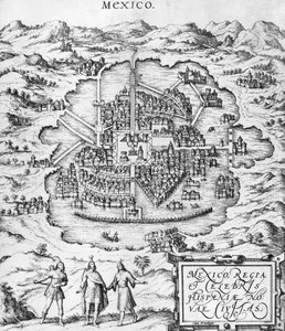 メキシコの地図、Braun（1541-1622）とFranz Hogenbergh（1535-90）による「世界」のイラストc.1572